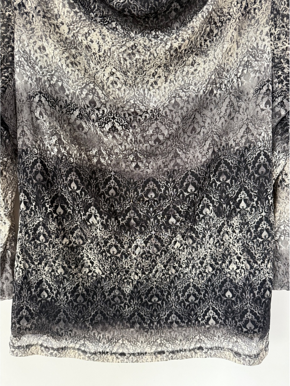 VTG Y2K Axcess Whimsical Cowl Neck 3/4 Sleeve Sheer Blouse Paisley Fall - Picture 3 of 9